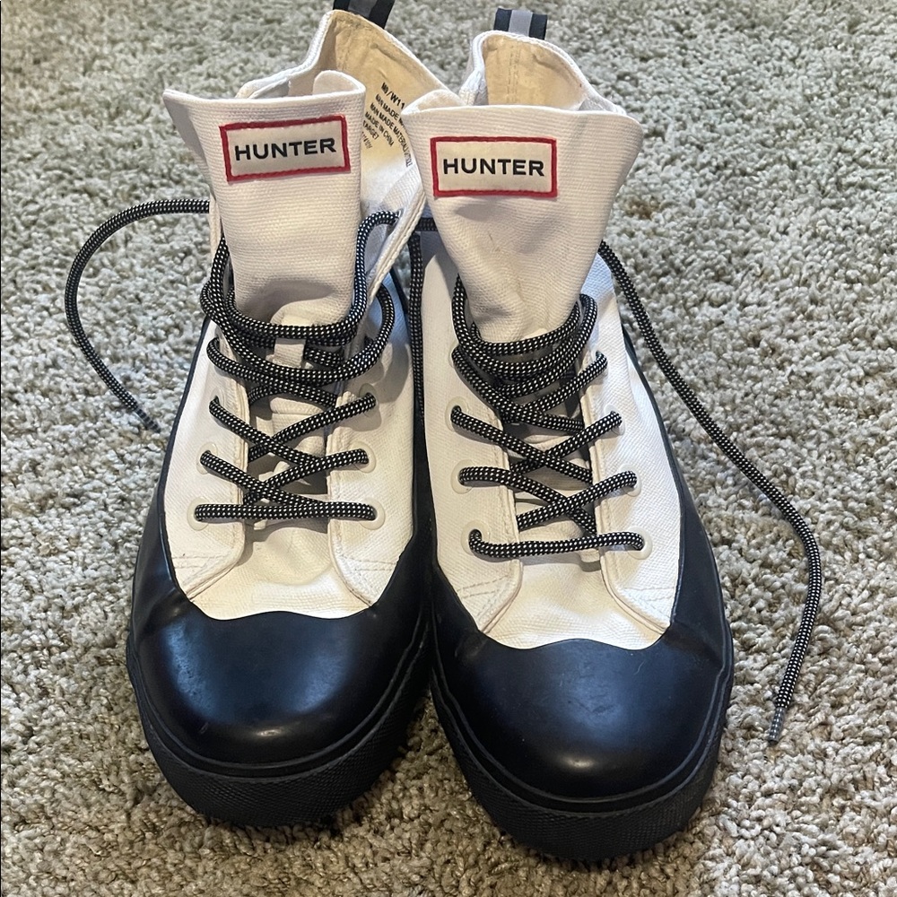 Hunter Dipped Canvas High-Top Sneakers in white and black Men’s 9 Women’s 11